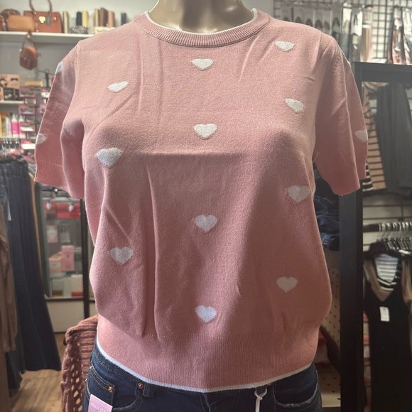 Pink Heart Pattern Sweater - Picture 4 of 9